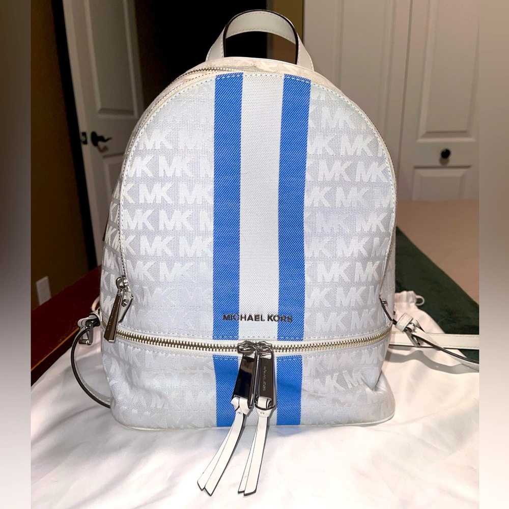 Michael Kors Signature Stripe Rhea Backpack